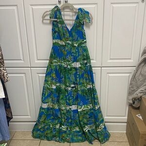 ANTONIO MELANI Tropical Leaf Print Maxi Dress